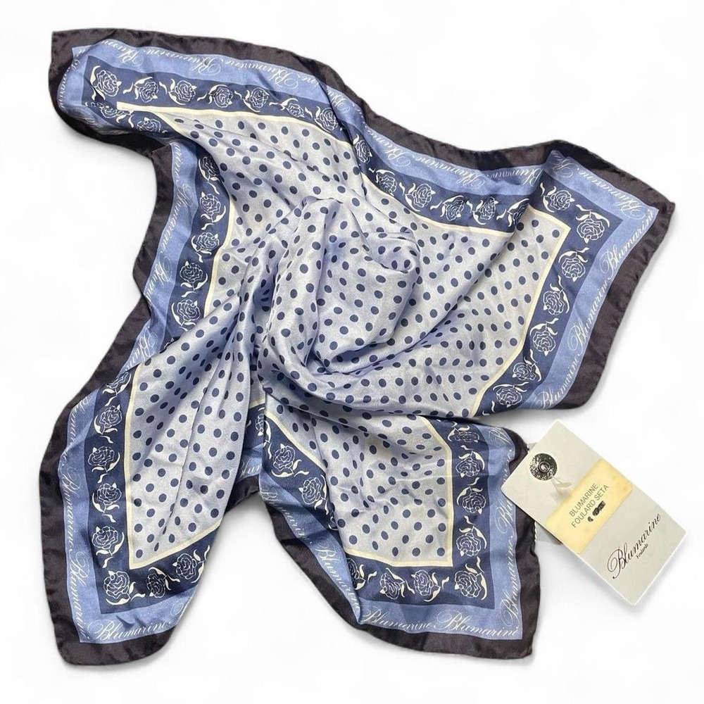 Blumarine Women's Vintage Made In Italy Silk Polka Dot And Floral Print Scarf